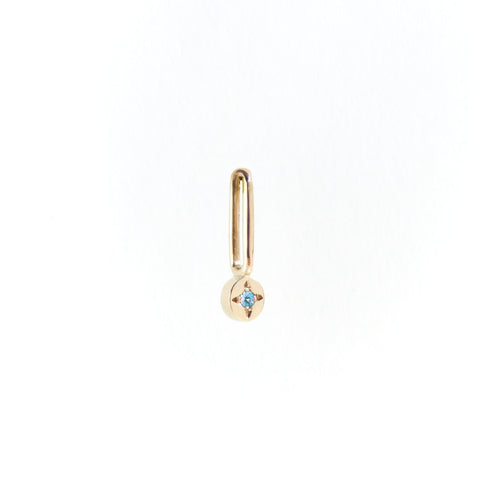 Aquamarine Dot Pendant Charm in Yellow Gold